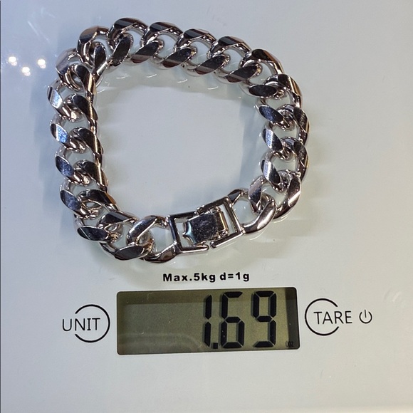 Monet Bracelet Chunky Cuban Style Silver Tone Vintage 1950-70s Signed. - Picture 3 of 11